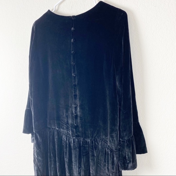 Madewell black velvet drop waist bell dress P - Picture 10 of 11